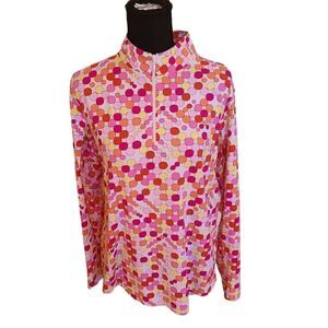 IBKUL Womens Pink Print Long Sleeve Sun Protection Cooling Top Large